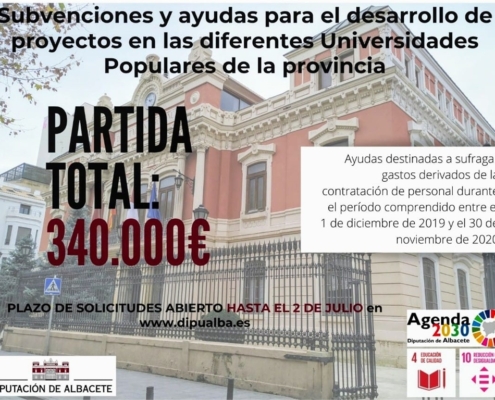 La Diputaci&oacute;n da luz verde a una partida de ayudas de 340.000 euros para el desarrollo de proyectos en las Universidades Populares de la provincia