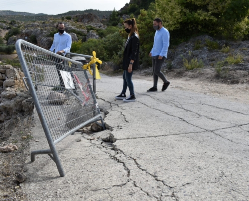 El vicepresidente de la Diputación conoce los daños causados por el temporal en el camino de acceso a la Cascada de Letur