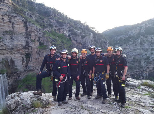 Participantes en el rescate de un montañero en la cueva de Los Chorros del río Mundo (15/05/16)