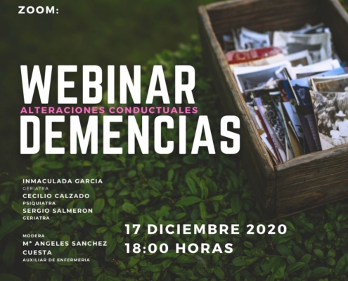 Cartel promocional del Webinar sobre alteraciones conductuales en la demencia