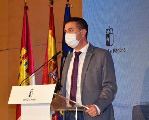 El presidente de la Diputación Provincial de Albacete, Santi Cabañero, durante su intervención