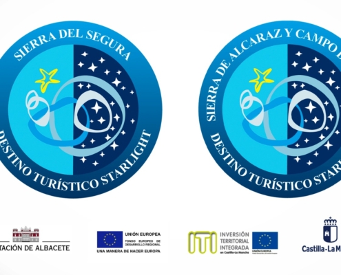 Logotipos Certificación de Destino Turístico Starlight para la Sierra del Segura y la Sierra de Alcaraz y Campo de Montiel