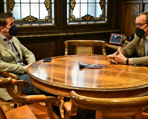 El presidente de la Diputación de Albacete, Santi Cabañero, recibe en el Palacio Provincial a Lucio Gómez antes de su marcha oficial de la Pres ...