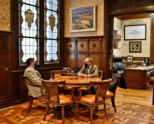 El presidente de la Diputación de Albacete, Santi Cabañero, recibe en el Palacio Provincial a Lucio Gómez antes de su marcha oficial de la Pres ...