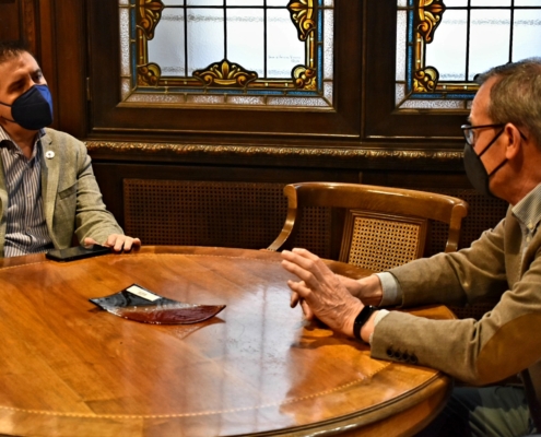 El presidente de la Diputación de Albacete, Santi Cabañero, recibe en el Palacio Provincial a Lucio Gómez antes de su marcha oficial de la Pres ...