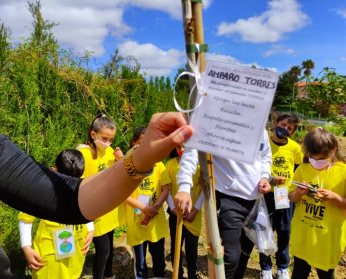 La vicepresidenta provincial, Amparo Torres, ha apadrinado uno de los árboles que se han plantado en Férez y ha colocado una etiqueta acreditati ...