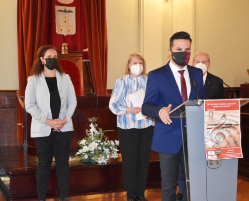 El diputado provincial de Cultura, Miguel Zamora, durante su intervención en la presentación del III Concurso de Canto Ciudad de Albacete