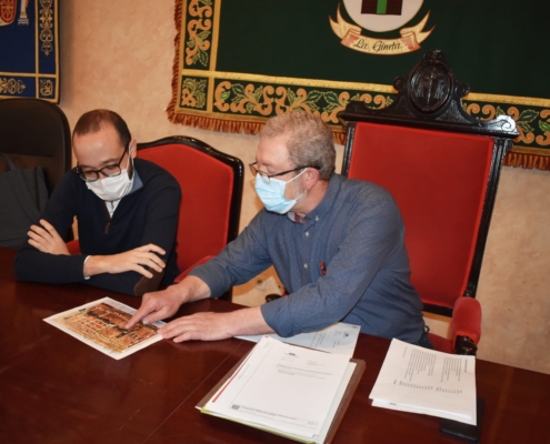 Francisco Valera y Antonio Belmonte durante la reunión mantenida en el Ayuntamiento