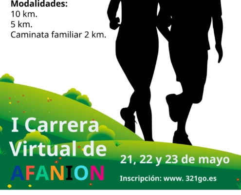 Cartel informativo de la I Carrera Virtual de AFANION