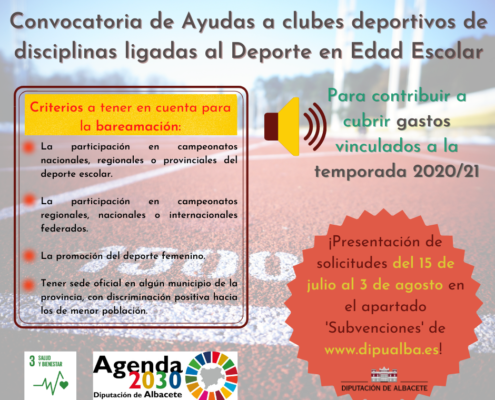 Convocatoria de Ayudas a clubes deportivos de disciplinas ligadas al Deporte en Edad Escolar