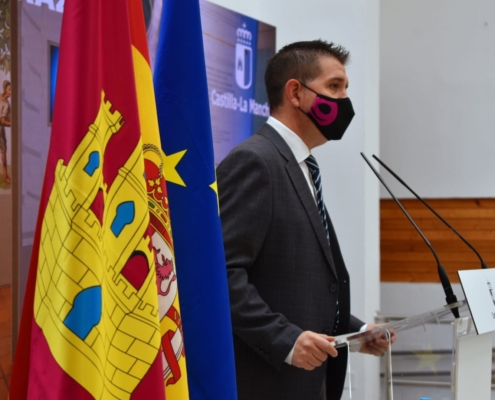 El presidente de la Diputación, Santi Cabañero, durante su intervención en el acto de inauguración del Centro de Interpretación Local y del C ...