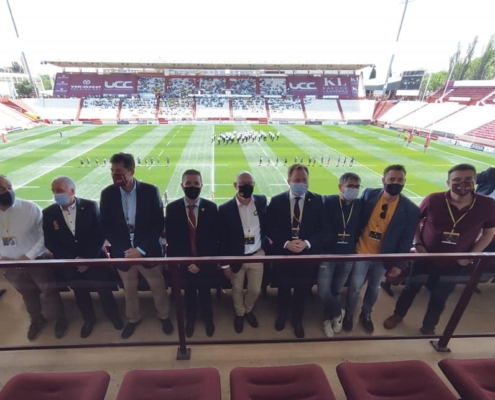 Imagen previa al partido en el Palco del Estadio Carlos Belmonte