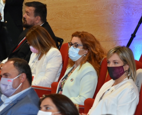 Los vicepresidentes de la Diputación (Amparo Torres y Juanra Amores) y la diputada de Servicios Sociales (Juani García) en la presentación de l ...