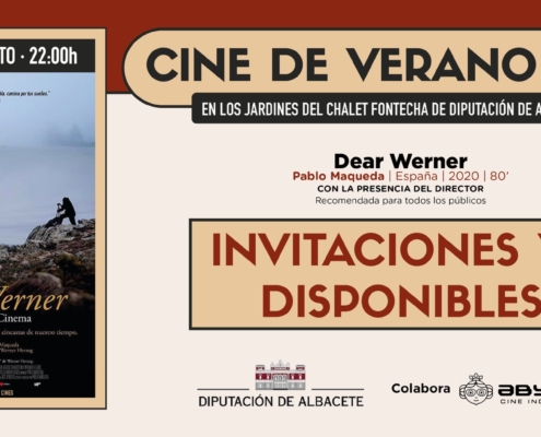 Cartel de la proyección de 'Dear Werner' en el Ciclo de Cine de Verano de los Jardines Fontecha de la Diputación con presencia del autor del doc ...