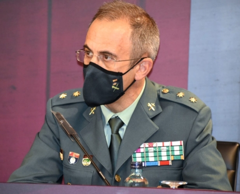 El Teniente Coronel jefe de la Comandancia de Albacete, Jesús Manuel Rodrigo, durante la rueda de prensa