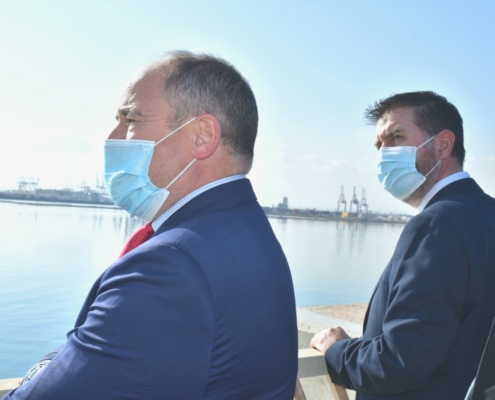 El presidente de la Diputación y el alcalde de Albacete durante su visita a Puerto de Valencia