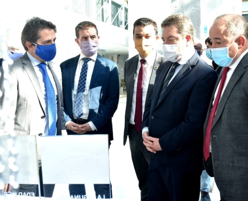 El presidente provincial y el presidente regional, junto al alcalde de Albacete y al consejero de Agricultura durante su visita al CIAb