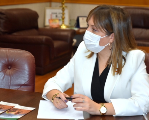 Imagen de la vicepresidenta responsable del área medioambiental en la Diputación durante su encuentro con representantes de GEACAM