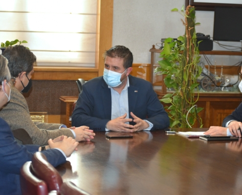 Imagen durante el encuentro entre el presidente de la Diputación y el diputado de Sanidad con representantes del Colegio Oficial de Farmacéutico ...