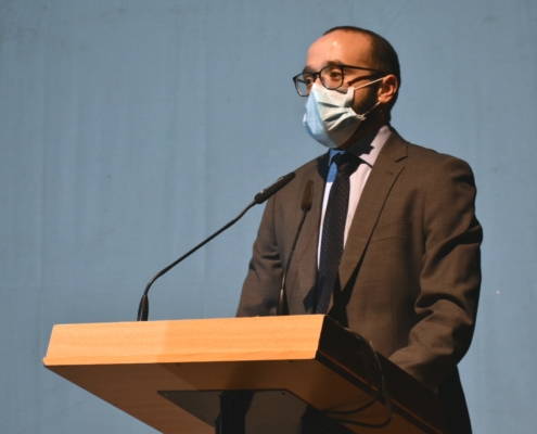 El vicepresidente de la Diputación durante su intervención en la presentación de carteles y revista de la Semana Santa de Tobarra 2022