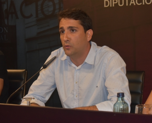 El diputado de Deportes, Dani Sancha, durante su intervención en la rueda de prensa