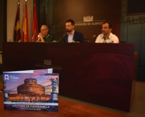 Un momento de la presentación de la programación cultural de Fuentealbilla en la sala de prensa de la Diputación