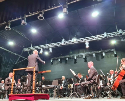 Momento del concierto de la BSMA en Madrigueras en el marco del convenio suscrito entre la Diputación y el Ayuntamiento de Albacete