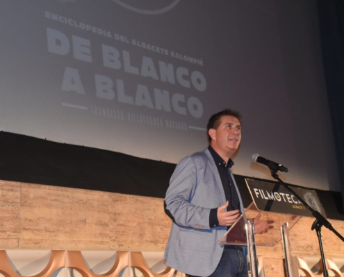 El presidente de la Diputación, Santi Cabañero, durante su intervención en la presentación del libro Enciclopedia del Albacete Balompié