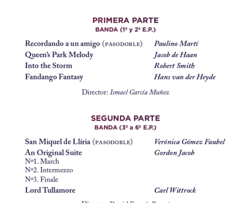 Imagen del programa del concierto de Santa Cecilia