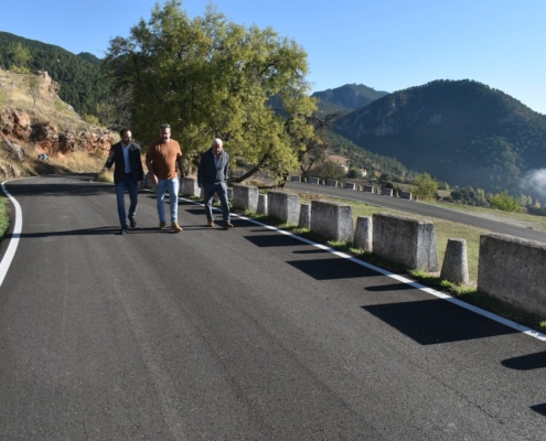 Un momento de la visita al trazado de la carretera