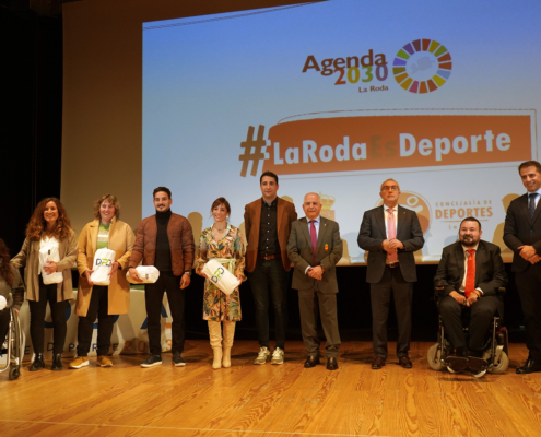 Un momento del acto de proclamación de La Roda como Villa Europea del Deporte 2023