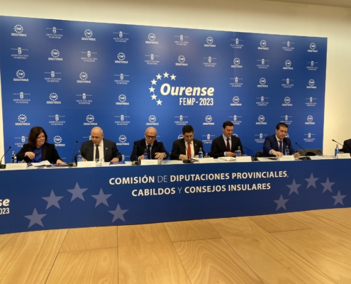 Imagen durante la reunión, en Ourense, de la Comisión de Diputaciones Provinciales, Cabildos y Consejos Insulares de la FEMP