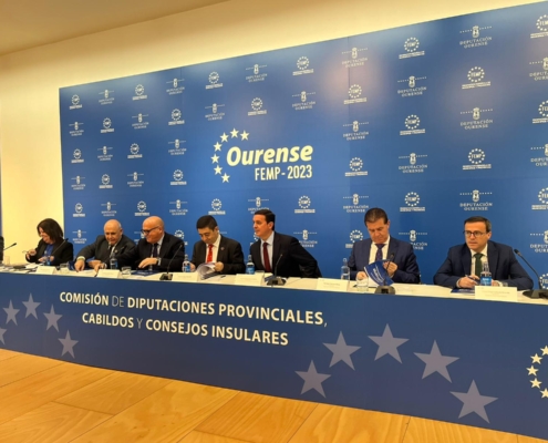 Imagen durante la reunión, en Ourense, de la Comisión de Diputaciones Provinciales, Cabildos y Consejos Insulares de la FEMP