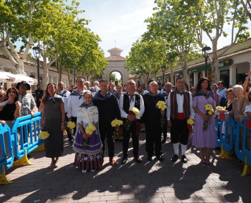 Autoridades a su llegada al Recinto Ferial en la Ofrenda de Flores a la Virgen de Los Llanos