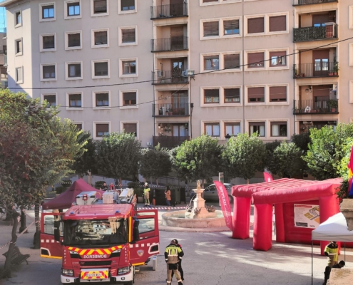 Plano general de la Plaza de Santa María de Almansa con las actividades de la "Semana de la Prevencion de Incendios" en Almansa