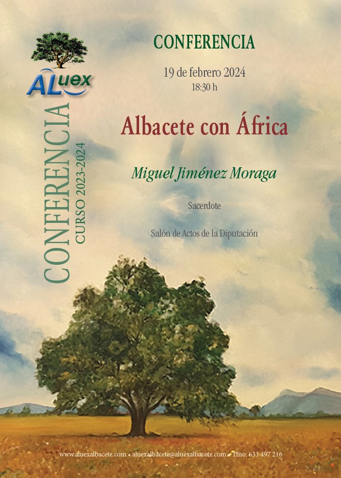 cartel conferencia aluex albacete con áfrica