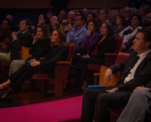 Plano del patio de butacas con Ana Belén y el presidente provincial en imagen