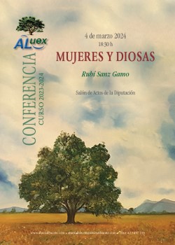 Conferencia Aluex 'Mujeres y Diosas'. Lunes, 4 de marzo de 2024, a las 18:30h. en el Salón de actos de la Diputación provincial de Albacete.