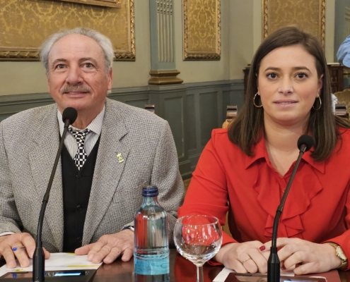 Imagen de la diputada portavoz y el diputado de Vox en el Pleno de abril de la Diputación