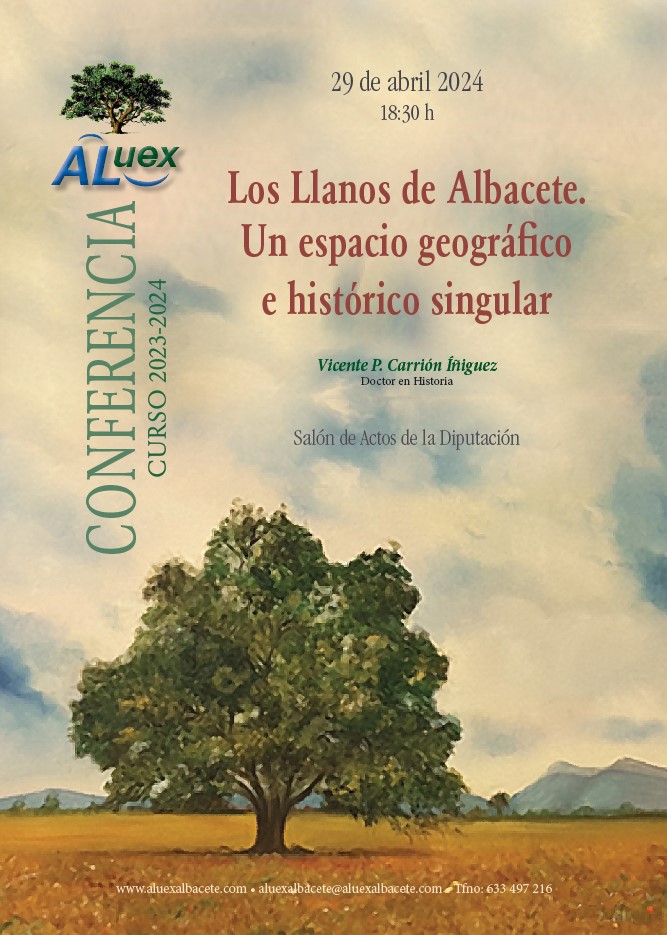 cartel conferencia aluex los llanos de albacete