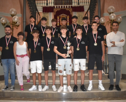 Sancha y Albaladejo reciben en la Diputación de Albacete al Villacerrada Fútbol Sala, campeones de la Liga Cadete regional