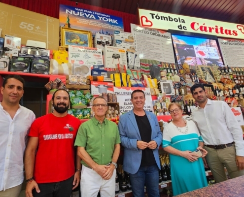 Caba&ntilde;ero, Gonz&aacute;lez y Sancha visita la T&oacute;mbola de C&aacute;ritas llamando a agotar cuanto antes los m&aacute;s de 736.000 boletos solidarios