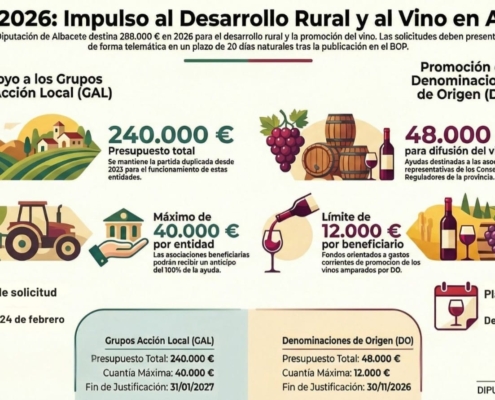 La Diputaci&oacute;n de Albacete lanza dos convocatorias de ayudas para el desarrollo rural y la promoci&oacute;n de los vinos con Denominaci&oacute;n de Origen, do ...