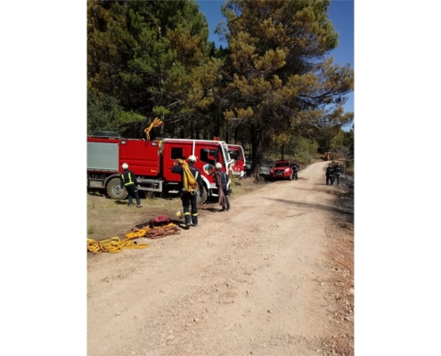 Profesionales y medios del SEPEI continúan colaborando en los trabajos que se desarrollan contra el incendio forestal de Paterna del Madera